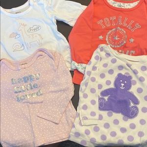 4 long sleeved tops 9-12 months- girl
